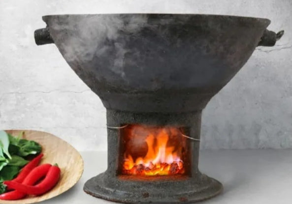 Charcoal Barbecue/Tandur,Open Roasting Coal Pan,Kummati Aduppu,Vintage Coal food warmer, Indian Camp Coal Stove