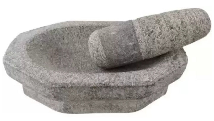 Heavy  Grinding Stone and Mortar Pestle Set for Herbs (Grey, Large Size, 10 x 6 Inch weight 6 kg