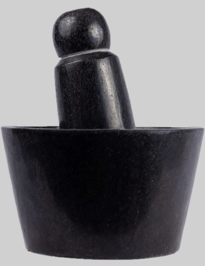 Grinder stone polished attukal metate mortar & pestle ((B * H - 10 * 6 inch)