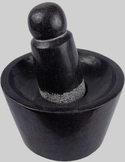 Grinder stone polished attukal metate mortar & pestle ((B * H - 10 * 6 inch)