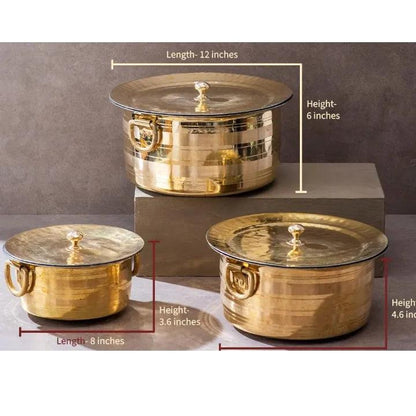 Brass cookware brass patila milk pot capacity 3 Litre tin coating inside with lid