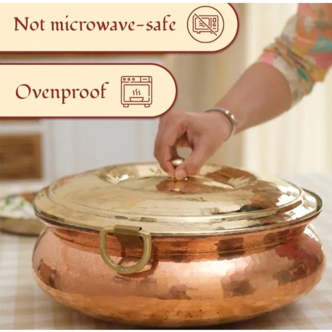 Copper cookware / lagan/ serving pot   capacity 6 Litre Diameter 13.75 inch