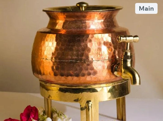 Copper water container water pot traditional indian dispenser weight 8 kg capacity 10 Litre best for ayurveda.