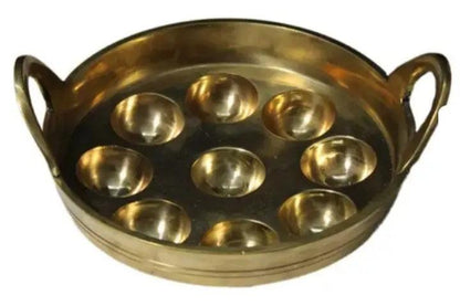 Traditional South Indian Bronze paniyaram pan 9 pits / 1.5 kg