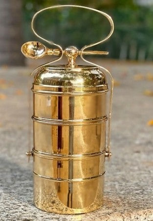 Brass Tiffin box lunch box Height 13.5 inch