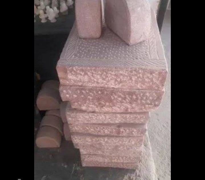 Traditional Indian Rajasthani pink stone grinding stone set sil batta weight 15 kg