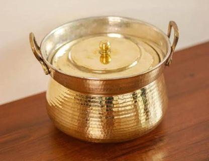 Traditional Indian brass classic cookware handi capacity 2 Litre