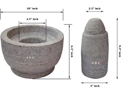 Natural Stone Attukal/mortar & pestle/ural/grinder stone/sil batta/ (B * H - 10 x 6.5 inch)