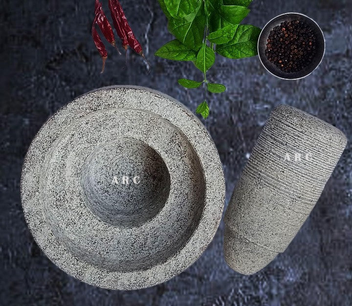 Natural Stone Attukal/mortar & pestle/ural/grinder stone/sil batta/ (B * H - 10 x 6.5 inch)