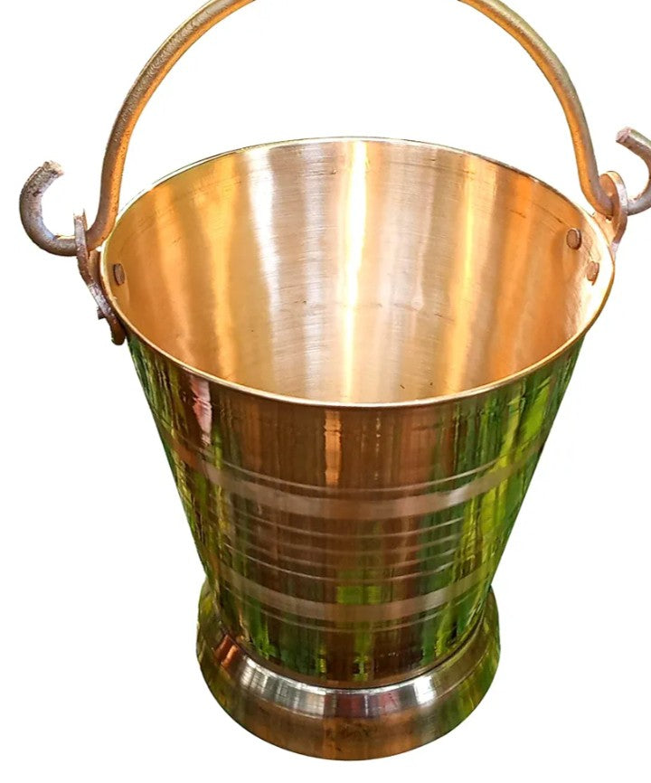 Brass Bucket for Puja 10 Litre Water Capacity | Pital Bucket for Puja Available in 3 Sizes | Storing Water Or Serving Food Capacity: 10 litres