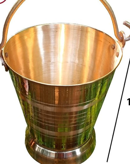 Brass Bucket for Puja 10 Litre Water Capacity | Pital Bucket for Puja Available in 3 Sizes | Storing Water Or Serving Food Capacity: 10 litres