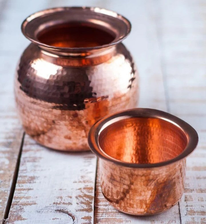 Copper Water Pot With Cup (Sombu - Lota)  best for ayurveda.