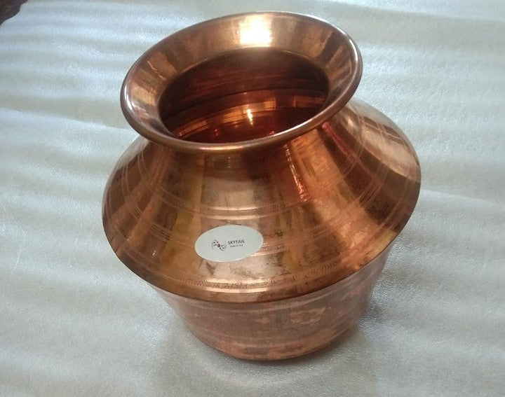 Traditional South Indian pure copper water pot matka vessels kudam thavalai, 7Litre