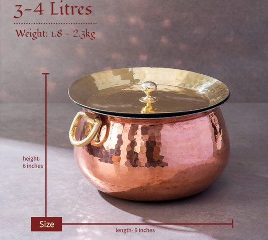 Copper Madurai Handi capacity 4 litre