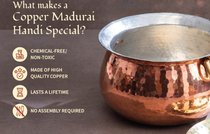 Copper Madurai Handi capacity 4 litre