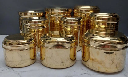 Brass Storage Set Of 9 Containers Combo