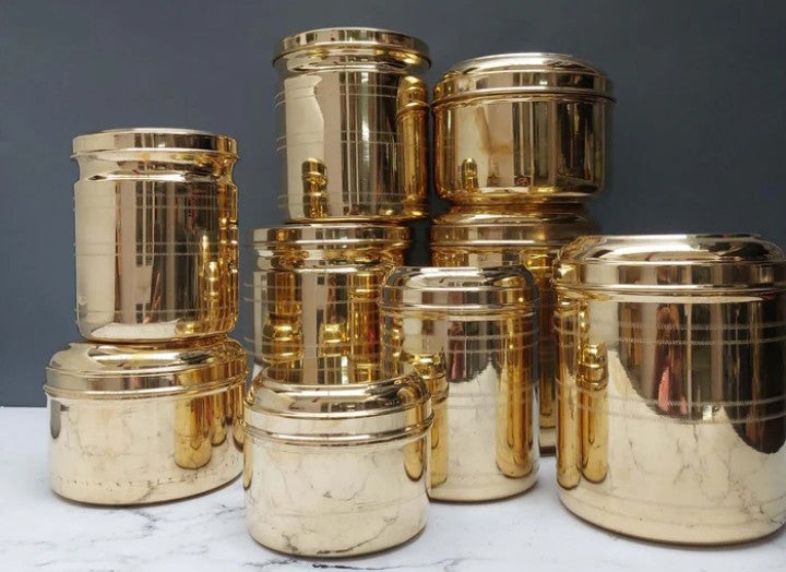 Brass Storage Set Of 9 Containers Combo