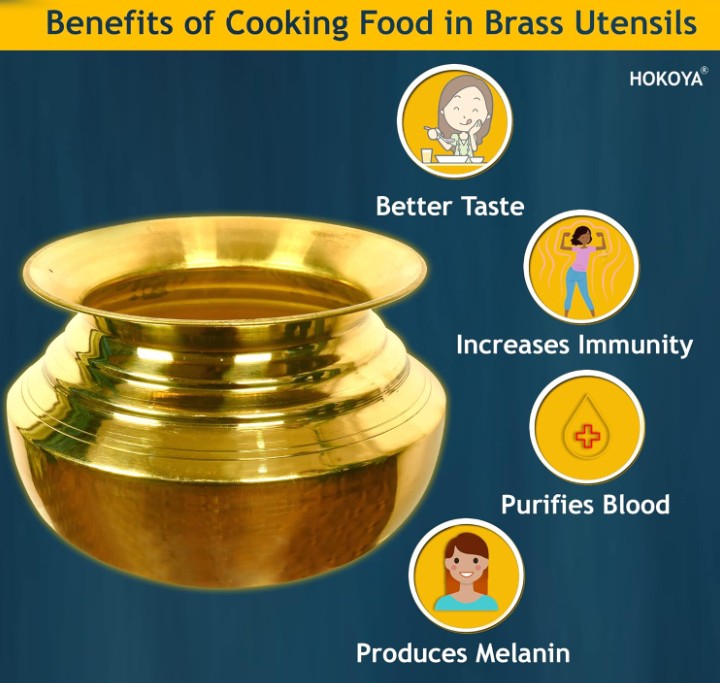 Brass Handi for Cooking Food (7 Litre Water Capacity) Brass Handi for Cooking Biryani | Brass Utensils for Kitchen Cooking