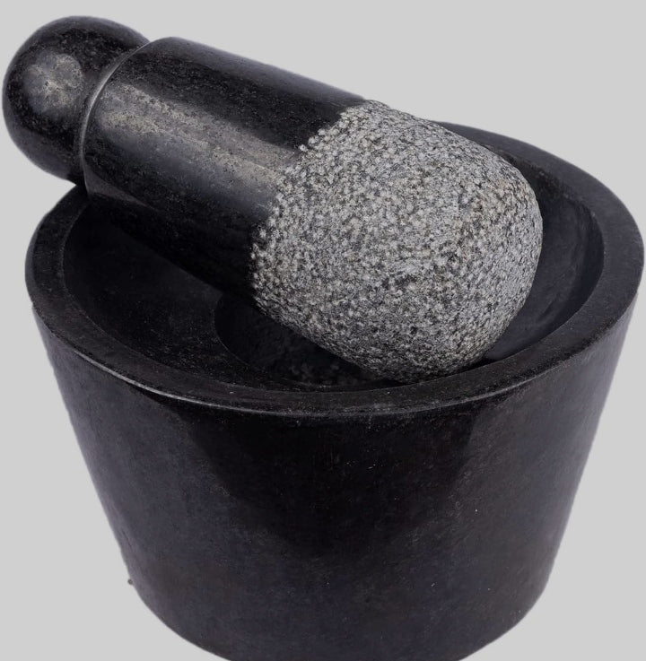 Grinder stone polished attukal metate mortar & pestle ((B * H - 10 * 6 inch)